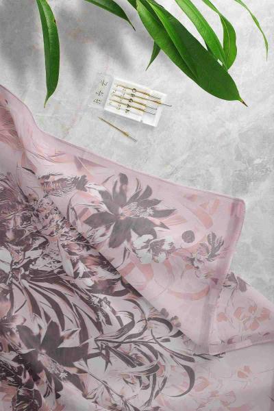 Sofistik Çiçek Desenli Eşarp Gül