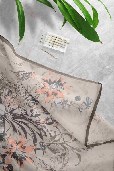 Sofistik Çiçek Desenli Eşarp Haki