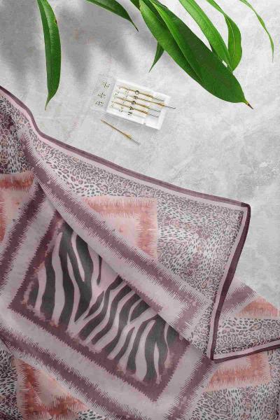 Leopar Desenli Eşarp Mürdüm