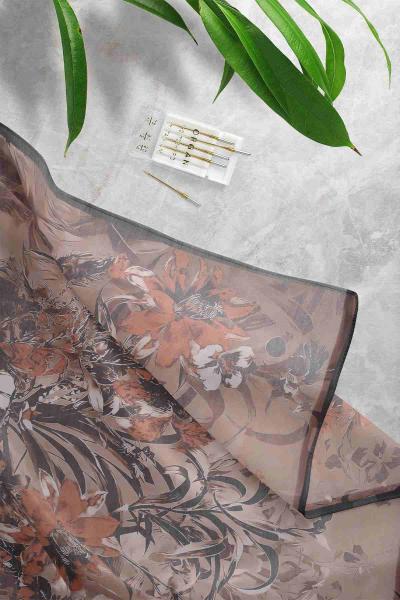 Sofistik Çiçek Desenli Eşarp Siyah Kahve