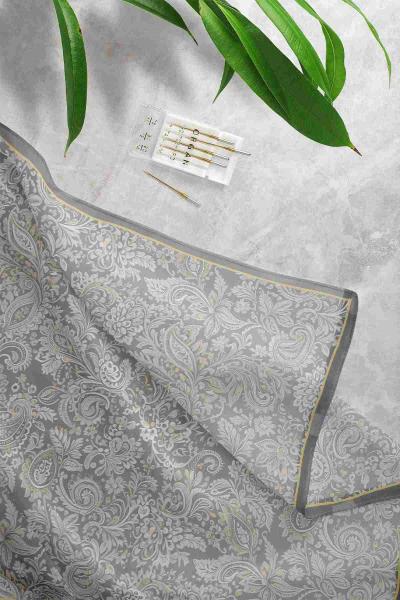 Şal Desenli Eşarp Füme Sarı