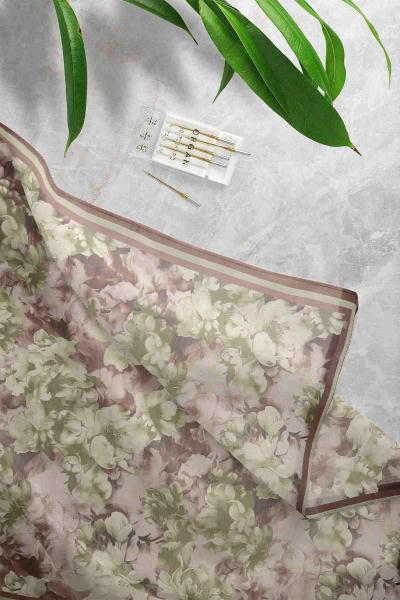 Gül Desenli Eşarp Kahve Yeşil