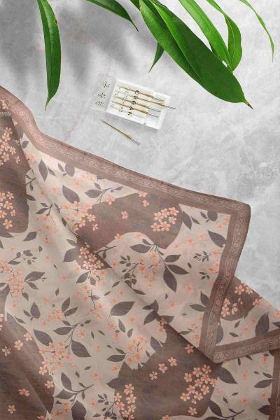 Küçük Papatya Desenli Eşarp Kahve