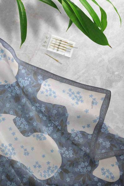 Küçük Papatya Desenli Eşarp Lacivert