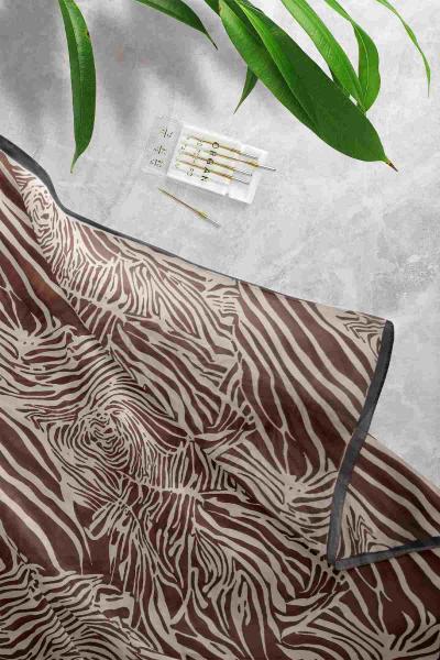 Mermer Desenli Eşarp Siyah Kahve