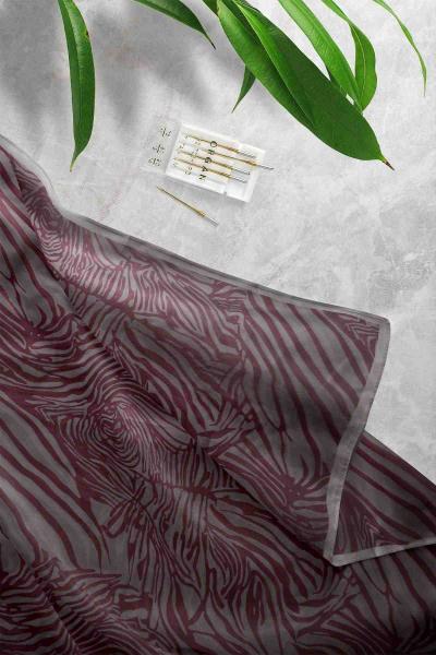 Mermer Desenli Eşarp Füme Bordo