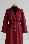Apoletli Tokalı Altı Düğmeli Parçalı Trençkot Bordo