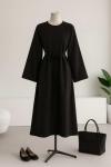 Kolu Armalı İnce Kuşaklı Selanik Elbise Antrasit