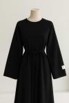 Kolu Armalı İnce Kuşaklı Selanik Elbise Siyah