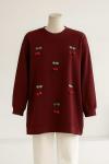 Kiraz Aksesuarlı İki İplik Tunik Bordo
