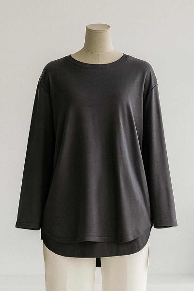 Sıfır Yaka Basıc Kristal Tunik Füme