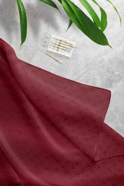 Karışık Desenli Jakar Şal Bordo