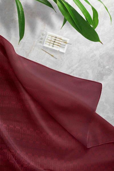 Kare Desenli Jakar Şal Bordo