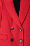 Çift Cepli Dört Düğmeli Kaşe Kaban Kırmızı