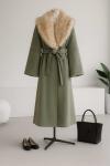 Şal Yaka Kürk Kaşe Kaban Yeşil