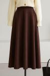 Kloş Fermuarlı Süet Etek Kahve
