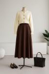 Kloş Fermuarlı Süet Etek Kahve