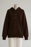 Kapşonlu Çtçıtlı Salaş Dikişli Üç İplik Sweat Kahve