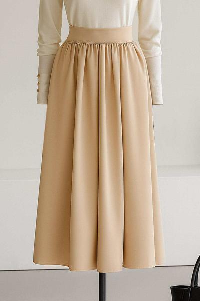 Büzgülü Kloş Bondid Etek Bej