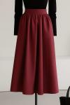 Büzgülü Kloş Bondid Etek Bordo