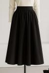 Büzgülü Kloş Bondid Etek Siyah