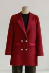 Dört Düğmeli Çift Cepli Buklet Ceket Bordo