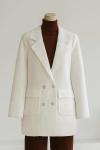 Dört Düğmeli Çift Cepli Buklet Ceket Ekru
