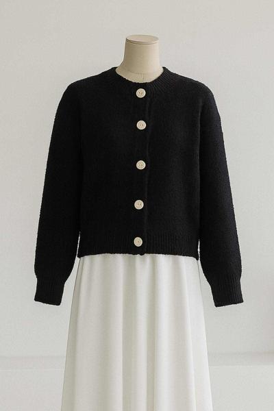 Beş Düğmeli Havlu Triko Hırka Lacivert