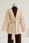 Çift Cepli Biyeli Kaşe Ceket Bej