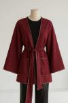 Çift Cepli Biyeli Kaşe Ceket Bordo