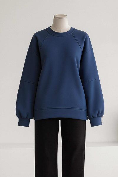 Yarasa Kollu Dikişli Scuba Sweat İndigo