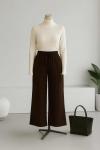 Beli Lastikli Bağlamalı Rahat Kalıp Gabardin Pantolon Kahve