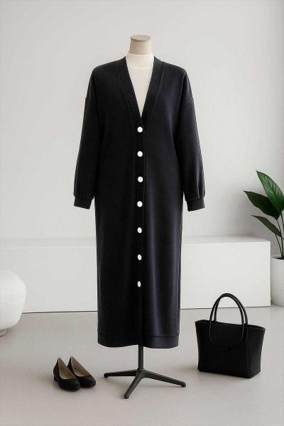 Yedi Düğmeli Selanik Uzun Hırka Lacivert