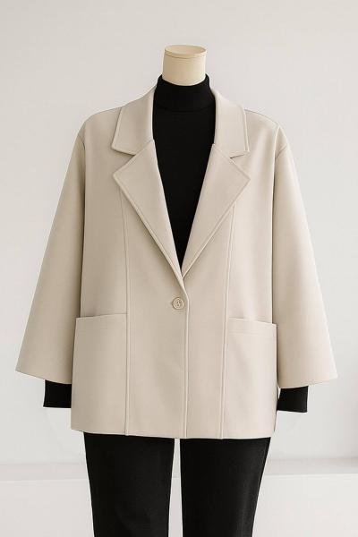 Çift Cepli Kısa Kaşe Kaban Taş