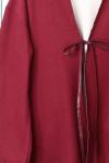 Deri Biyeli Tek Bağlamalı Selanik Ceket Bordo