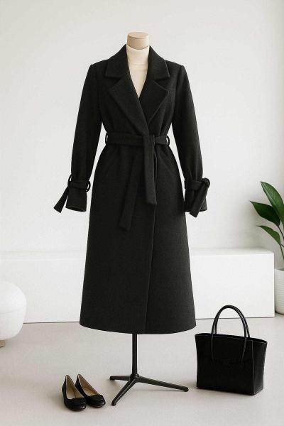 Kolları Beli Kuşaklı New Kaşe Kaban Antrasit