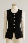 Beş Düğmeli Kısa Süet Yelek Siyah