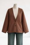 Çift Cepli Oversıze Kaşe Ceket Kahve