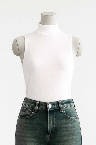 Yarım Balıkçı Kolsuz Vizkon Bady Beyaz