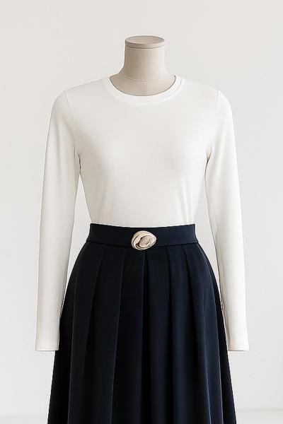 Sıfır Yaka Uzun Kollu Vizkon Bady Ekru