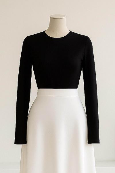 Sıfır Yaka Uzun Kollu Vizkon Bady Siyah