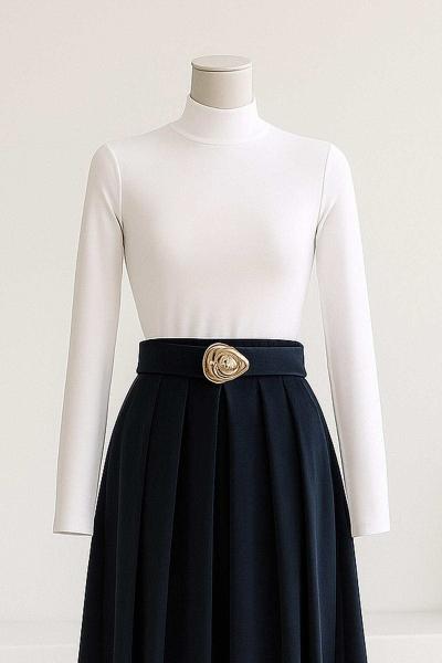 Yarım Balıkçı Uzun Kollu Vizkon Bady Beyaz