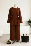 Önü V Bağlamalı Tünelli Pantolonlu Oysho Takım Kahve