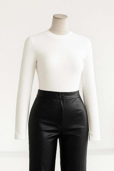 Sıfır Yaka Parmak Geçmeli Oysho Bady Beyaz