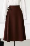 Bağlamalı Anvelop Scuba Etek Kahve