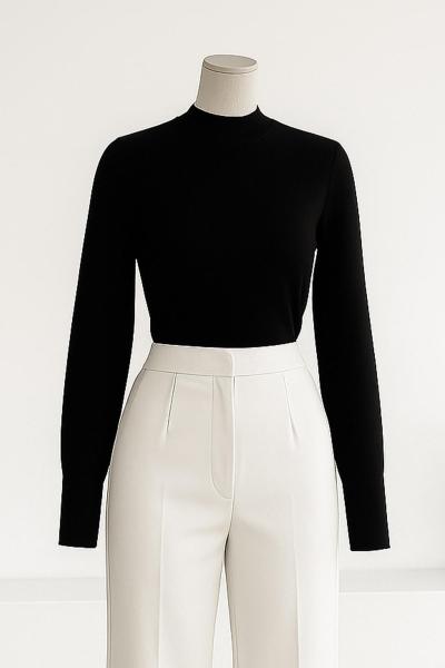 Sıfır Yaka Parmak Geçmeli Oysho Bady Siyah