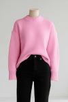 Sıfır Yaka Basıc Triko Tunik Pembe