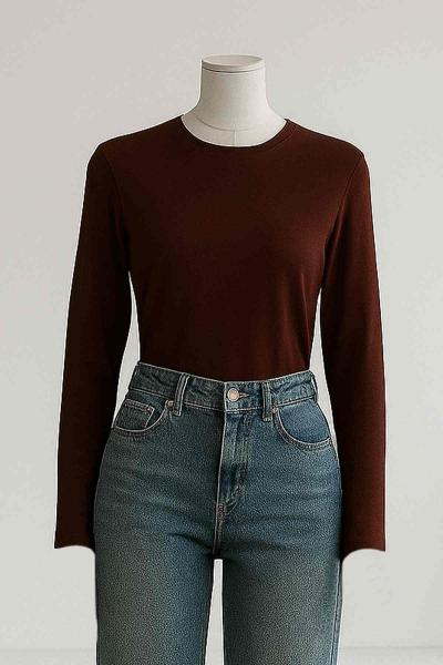 Bisiklet Yaka Battal Vizkon Bady Kahve