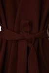 Yakasız Kuşaklı Oversıze Kaşe Ceket Kahve