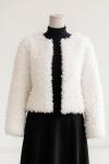 Kısa Peluş Ceket Ekru